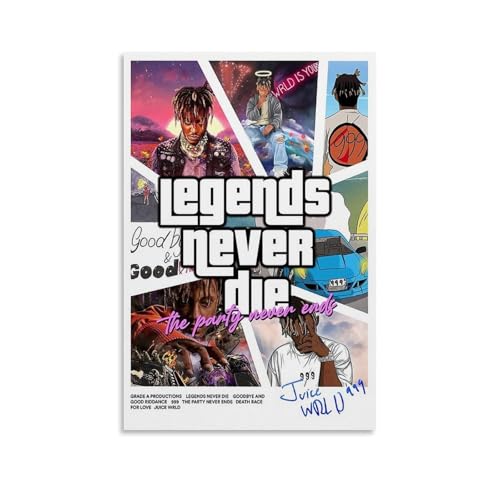 HKLOPUY Juice WRLD Art Lengends Never Die - Poster decorativo da parete su tela, stampa moderna, per camera da letto, per camera da letto, 40 x 60 cm