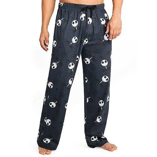 Disney Pyjama Bottoms Men's Casual Trousers Long 100% Cotton Jogging Bottoms Teens Men's Pyjama Bottoms with Drawstring, Marine Jack, Small