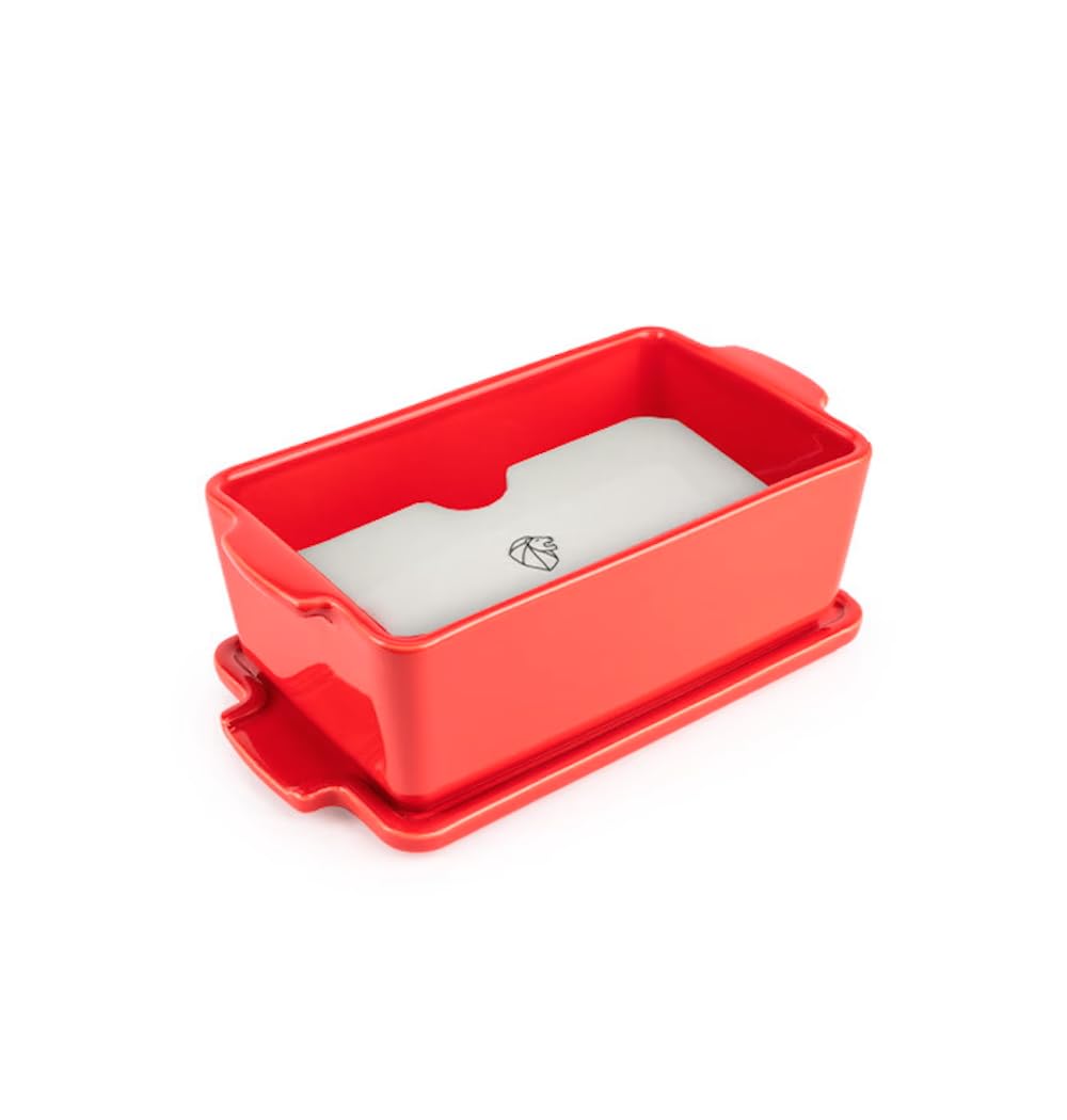 PEUGEOT - Terrine aus Keramik mit Presse - 20 cm x 11 cm x 7,5 cm - Inhalt: 0,65 L - 10 Jahre Garantie - Französisch Know-How - Rot