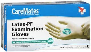 Caremates Disposable Medical Exam Gloves Latex Powder Free Small - 100 ct, Pack of 2