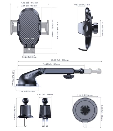 Miracase 2026 Handyhalterung Auto【Upgrade Doppelhaken & Rüttelfester Saugnapf】 4 in 1 Handy Halterung Auto 360° Drehbar Stabiler Lautsprecher-Halterungen Auto auf Lüftung Scheibe für iPhone Smartphone