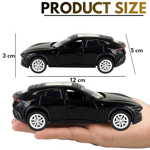 Image of toyco Alloy Metal SUV Toy Car for Kids | Pull Back Unbreakable Small Toy Cars | Openable Doors, Smooth & Shiny Edges |1:36 Scale | Gift Toys for Boys and Girls Age 3+ | (ferr-ari Black)