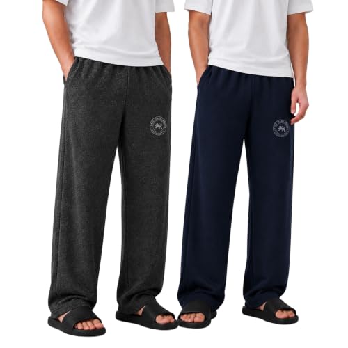 Image of Pepe Jeans Cotton Rich Solid Trackpant, Lounge Pant, Sportswear for Men - L (Pack of 2)