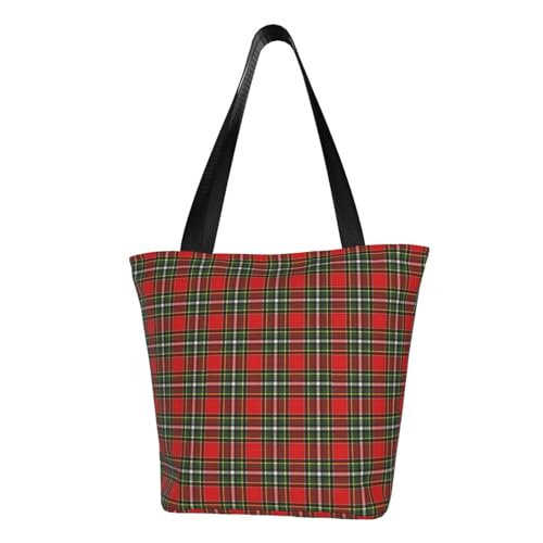 Clan Gillespie Tartan Reusable Zippered Shoulder Bag, Stylish Polyester Tote With Wide Handle & Inner Pocket, Lightweight Durable Shopping & Travel Bag