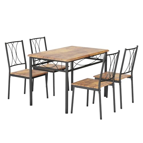 LIZHOUMIL 5-Piece Dining Table Set for 4, Rectangular Kitchen Table