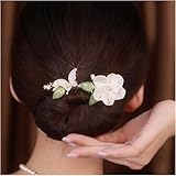 Ins Style Elegant Lazy Hair Curler, French Twist Hair Bun Maker, Lazy Flower Hairpin,Rhinestone Hand-Embroidered Flower Hair Accessory (Peach Blossom)