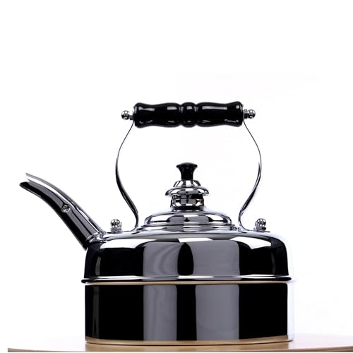 Newey & Bloomer Kensington No. 3 Tea Kettle, 1.9 Qt. - Solid Copper with Beechwood Handle Kitchen Essentials, Vintage-Inspired Boiler with Whistling Lid - Gas & Electric Stovetop Compatibility