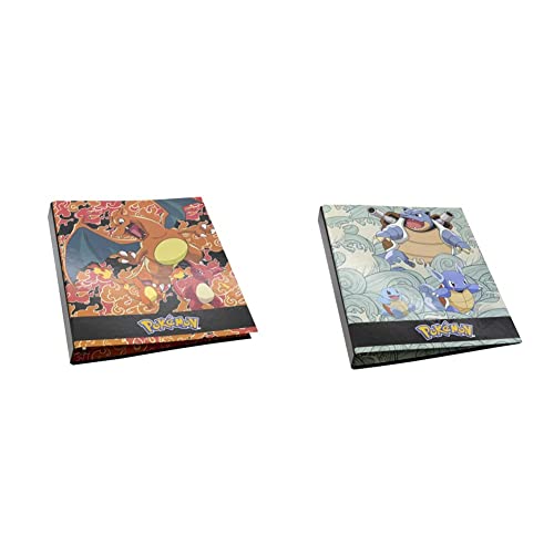 Pokémon Schulbedarf Ordner, Charmander & Squirtle, 4 Ringe, A4, Officielle Lizenzprodukte, Orange, Blau, Grün
