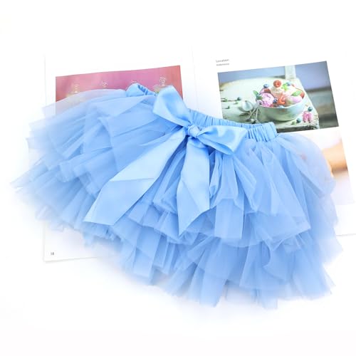 Lawie 4 PCS Set Tulle Short Dress Tutu Skirt with Flower Headbands Accessories Princess Flower Girls Outfit Shower Gifts 5