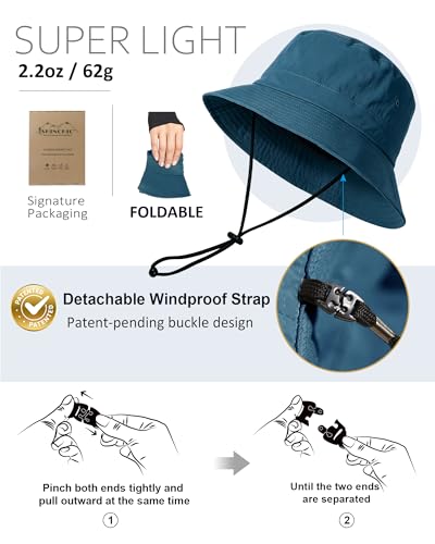 Image of Water-Resistant Bucket Hat for Women Men Rain Hat UPF 50+ Boonie Sun Hat Foldable Summer Floppy Fishing Safari Hats
