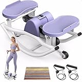 ExeractFit Upgraded Rock Stepper für Zuhause, Seitliche Bewegung Home Twist Stepper Side Steppers Leiser Gelenkschonend für Hüften, Beine, Gesäß, Widerstandsband und Antirutschmatte(Lila)