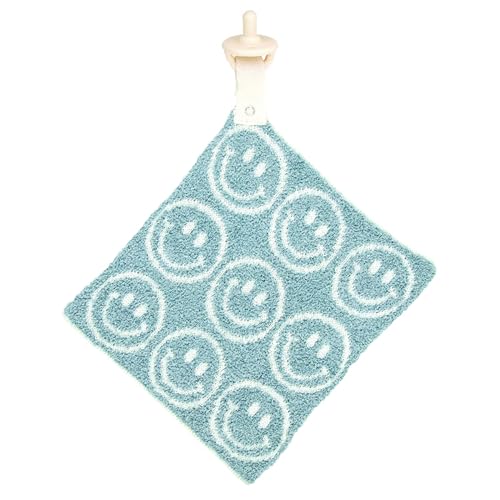 Stephan Baby Plush Blankets - Soft Absorbent Blankie with Paci-Clip for Pacifiers and Teething Toys, 9' Square, Smiley Faces