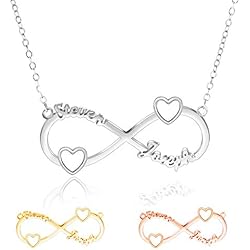 Collares De Amigos Hombre Y Mujer Collar con Nombre Personalizado, Collar Infinito Plata 925 Mejores Amigas Collares, Collares Mujer & Hombres,Collar De Corazón