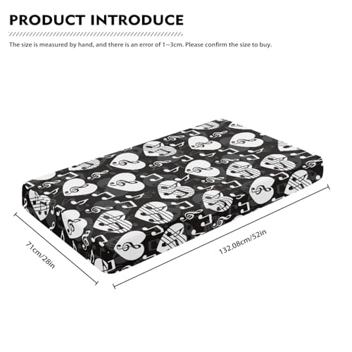 Image of Love Music Notes Baby Crib Sheets for Boys Girls Black Fitted Crib Sheet for Standard Crib and Toddler Mattress Cute Baby Mattress Sheets Toddler Bed Sheet 52x28x8 in