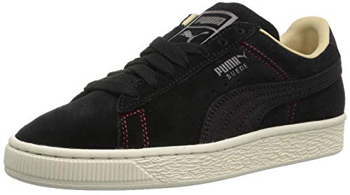 PUMA Unisex-Child Suede Classic Sneaker, Black-Pebble-Whisper White, 7 M US Big Kid