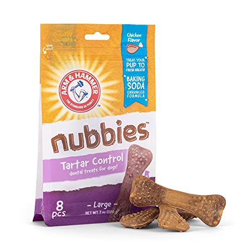 Arm & Hammer For Pets Nubbies Dental Treats For Dogs | Dental Chews Fight Bad Breath, Plaque & Tartar Without Brushing | Chicken Flavor, 8 Count- 7 Oz Bag, Size Large #TOP29
