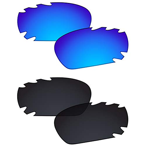 Galvanic Replacement Lenses for Oakley Racing Jacket/Jawbone Vented Sunglasses - Ice + Black Polarized - Combo Pack