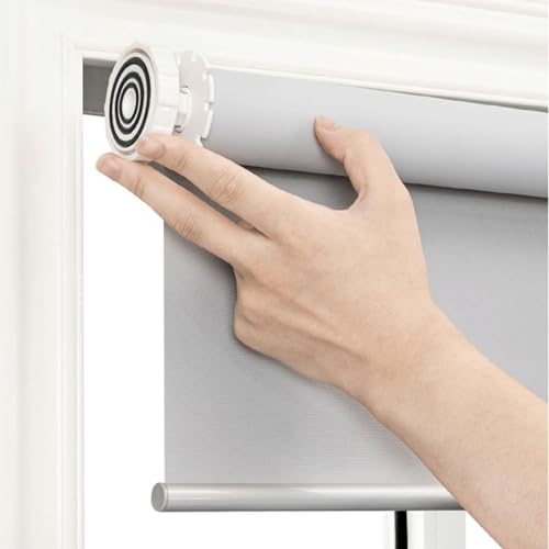 tow000ack No Drill Blackout Roller Blind,Grey Waterproof Fabric Window Roller Shades,Thermal Insulated,UV Protection,for Home Ofiice Bathroom,Easy to Install,Custom,Width x Height (165cm x 180cm)