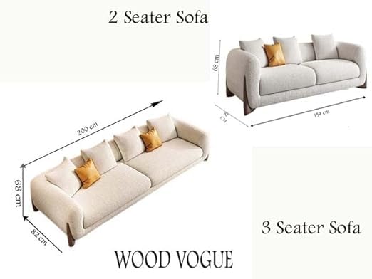 Image of A to Z Furniture Classic 3+2=5 Seater Sofa Set Luxury Chesterfield Sofa in for Home Living Room & Office (Boucle Fabric Off White)