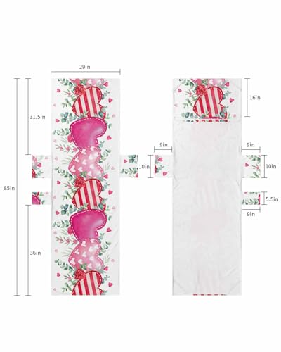 Pink Valentines Day Beach Lounge Chair Towel Cover, Soft Chaise Lounge Towel with Side Pockets Patio Pool Chairs Cover for Beach/Pool Sunbathing 29x85 Eucalyptus Leaves Botanical Love Heart