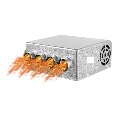 12V Universal Car Auxiliary Heater, Stepless Adjustment, 4 Ports, Under Dash Heater Window Defroster Demister for Car Truck Ship RV Excavator Harvester Cover