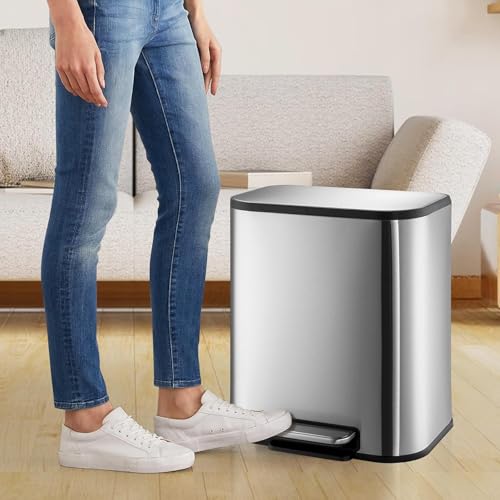 Caneca de basura rectangular de acero inoxidable 5.3 gal miniatura 7