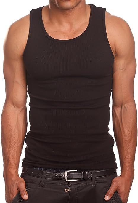 Glory Max Men's 100% Cotton Tank Top Ribbed Plain Basic Slim Fit Muscle A-Shirt Undershirts4