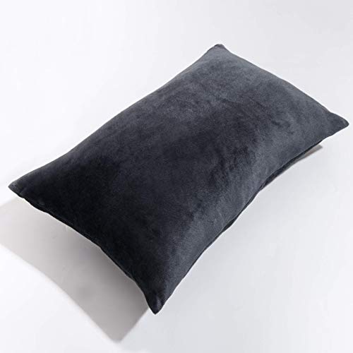 Image of NTBAY 2 Pack Zippered Velvet King Pillowcases, Super Soft and Cozy Luxury Fuzzy Flannel Pillow Cases with Zipper, 20x36 Inches, Charcoal Grey