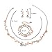 Hapibuy Crystal Necklace Earrings Bracelet Bridal Wedding Jewelry Set Rhinestone Choker Necklace For Brides Bridesmaid Rose Gold