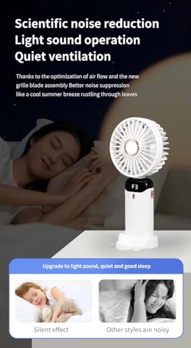 Image of Handheld Electric Fans, For Summer And Heat, Makeup, With Usb Rechargeable Battery, Bldc Fans, High Speed, With 3 Hrs Battery.,Off-White