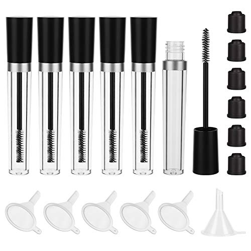 ForUBeauty 8ml Empty Mascara Tube Eyelashes Tube Eyelash Cream Container Bottle with Eyelash Wand, Rubber Inserts, Funnels Set for Castor Oil