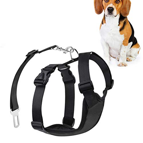 Conjunto de arnês de peitoral de carro para cães e animais de estimação da POPETPOP com alça de peit