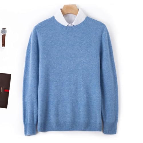 Men's Merino Wool Sweater Round Neck Pullover Top Winter Thin Solid Color Knit Sweater2