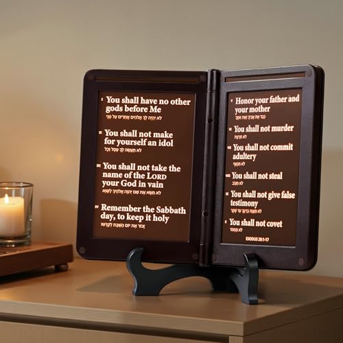 Image of mamre Bible Verses Lamp, The Old Testament Display Light - Thy Word is a lamp Unto My feet, and a Light Unto My Path. - Exodus 20:1-17 The Ten Commandments, Religious Inspirational Gift