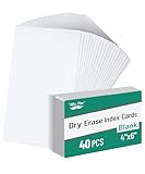 Mr. Pen- Dry Erase Index Cards, 4' x 6', 40 pcs, White, Large, Laminated on One Side, Whiteboard Cards for School, Work, Housework, Erasable Flashcards