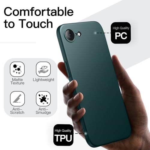 Image of JETech Slim Case for iPhone 17e /16e, Midnight Green | Camera Lens Protection, Ultra-Thin Matte Finish, Lightweight Minimalist Cover