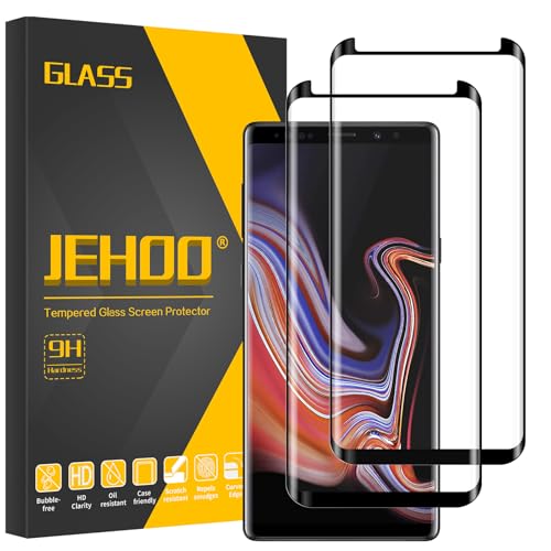 JEHOO [2 Pack] for Samsung Galaxy Note 9 Screen Protector Support Fingerprint 9H Tempered Glass Film Easy Installation Bubble Free