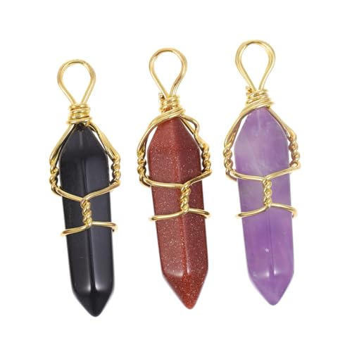 LALAFINA 3pezzi Pendenti Cristallo Energetici Naturale Colonnine Decorative Per Meditazione e Decorazione Domestica