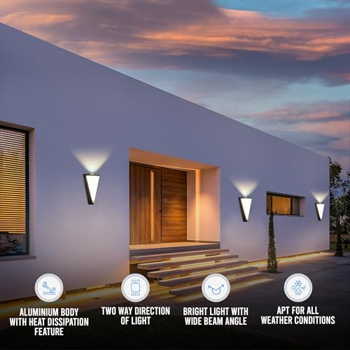 Image of Gesto 12W Waterproof Led Wall Light for Home Decoration - Up Down 2-Way LED Wall Lamp | IP65 Outdoor Fancy Wall Lights for Balcony,Gate,Elevation,Garden,Patio | Decorative Wall Mount Light -Pack of 1