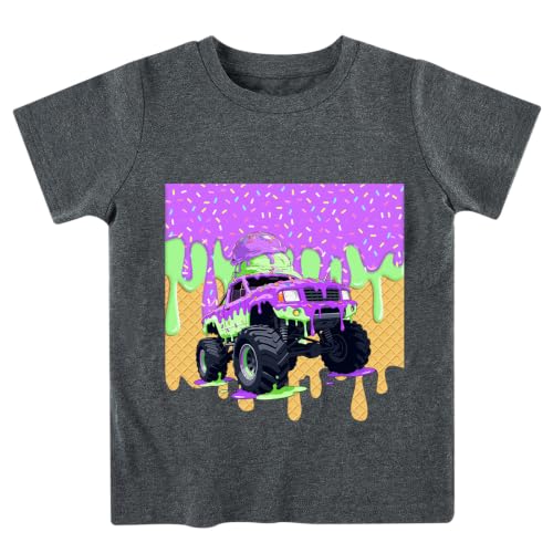 Lovekider Boys 3T Drip Truck T-Shirt, Cotton Short Sleeve Purple Tee