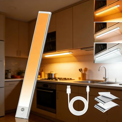 人感センサーライト 室内 充電式 マグネット LEDバーライト 読書灯 Type-C 充電式 無段階調光 キッチン用 屋内 寝室 廊下 階段 玄関 階段 3000K/4500K/6000K 電球色 昼白色 昼光色調整 30cm 1本