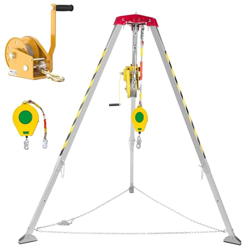 Foldable Confined Space Entry Tripod, Safety Sewage Wells Tripod with Fall Protection, Narrow Space Rescue Tripod for Construction and Industrial Use/Cliffs (Color : 1200 lbs Winch, Size : 10M 660lb