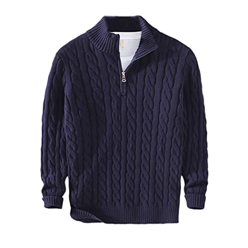 Pull hiver hommes coton chaud épais aiguille casual noir marine