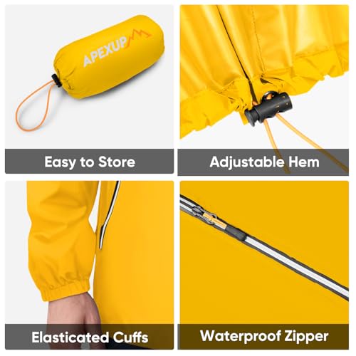 Image of APEXUP Packable Rain Jacket Men Waterproof Lightweight Raincoat with Hood
