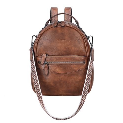 Image of RAVUO Mini Backpack Purse for Women, Cute Convertible Leather Handbag Multipurpose Shoulder Bags Travel Daypack 3 Ways to Carry,Brown