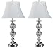 Park Madison Lighting PMT-1806-17 26-3/4-Inch Tall Polished Nickel Table Lamp Set with Designer Ribbed Crystal Glass and Hand Crafted Shades, 2-Piece