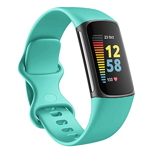 Replacement Bands Compatible with Fitbit Charge 5/Charge 6, Silicone Fitness Sport Wristbands for...