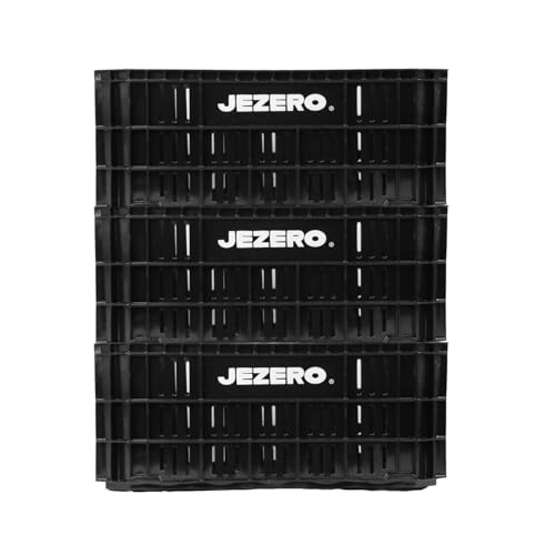 Caisses de rangement empilables JEZERO noires, bac plastique robuste de 50cm