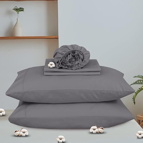 RUVANTI 100% Cotton Organic Percale Sheets Full Size – Crisp Cooling Bed Sheets for Hot Sleepers, Deep Pocket 15”, Soft Peach Finish, Breathable & Durable Hotel-Style 4 Pcs, Silver Filigree by RUVANTI - Used condition - Image 9