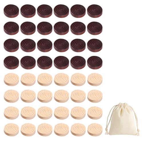 GTYHH - GTYHH 48 Pièces D'Échecs Et 1 Sac en Tissu Blanc, Jeu De Société, Pièces D'Échecs Rondes en Bois, Jouet Interactif pour La Maison
